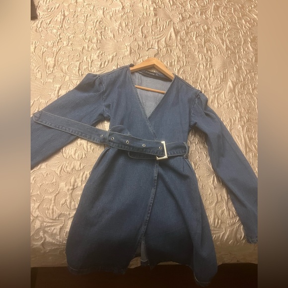 Mini belted denim dress - Picture 2 of 4